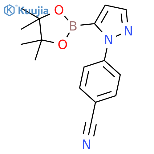 4-5-(tetramethyl-1,3,2-dioxaborolan-2-yl)-1H-pyrazol-1-ylbenzonitrile structure