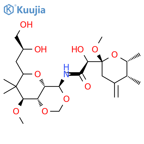 D-glycero-L-gulo-Nonitol,4,8-anhydro-3,5-dideoxy-9-C-[[(2S)-2-hydroxy-2-[(2R,5R,6R)-tetrahydro-2-methoxy-5,6-dimethyl-4-methylene-2H-pyran-2-yl]acetyl]amino]-5,5-dimethyl-6-O-methyl-7,9-O-methylene-,(9S)- structure