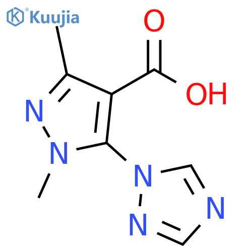 1,3-dimethyl-5-(1H-1,2,4-triazol-1-yl)-1H-pyrazole-4-carboxylic acid structure