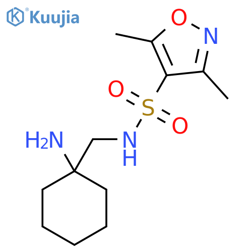N-(1-aminocyclohexyl)methyl-3,5-dimethyl-1,2-oxazole-4-sulfonamide structure