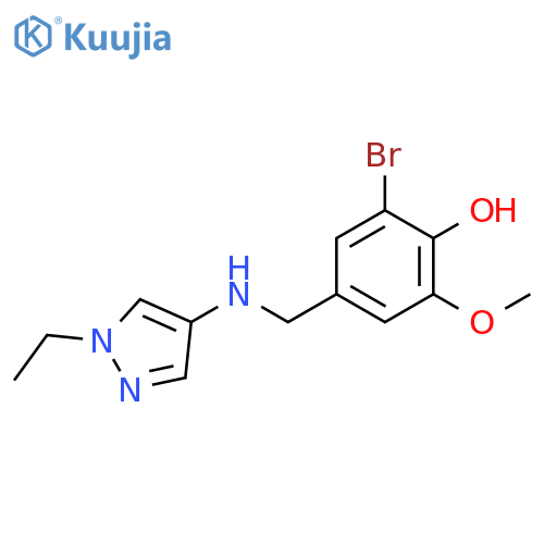Phenol, 2-bromo-4-[[(1-ethyl-1H-pyrazol-4-yl)amino]methyl]-6-methoxy- structure