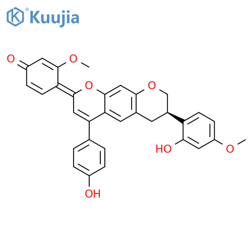 2,5-Cyclohexadien-1-one,4-[(7R)-7,8-dihydro-7-(2-hydroxy-4-methoxyphenyl)-4-(4-hydroxyphenyl)-2H,6H-benzo[1,2-b:5,4-b']dipyran-2-ylidene]-3-methoxy-,(4Z)- (9CI) structure
