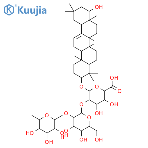 b-D-Glucopyranosiduronic acid, (3b,22b)-22-hydroxyolean-12-en-3-yl O-6-deoxy-a-L-mannopyranosyl-(1&reg;2)-O-b-D-galactopyranosyl-(1&reg;2)- structure