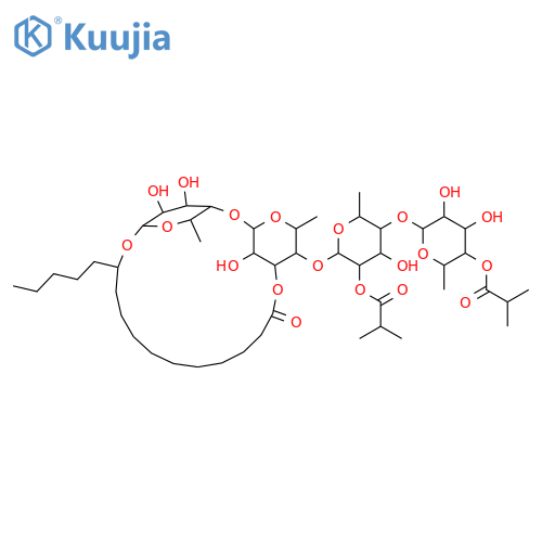 Hexadecanoic acid,11-[[O-6-deoxy-4-O-(2-methyl-1-oxopropyl)-a-L-mannopyranosyl-(1&reg;4)-O-6-deoxy-2-O-(2-methyl-1-oxopropyl)-a-L-mannopyranosyl-(1&reg;4)-O-6-deoxy-a-L-mannopyranosyl-(1&reg;4)-6-deoxy-a-L-mannopyranosyl]oxy]-,intramol. 1,3''-ester, (11S)- (9CI) structure