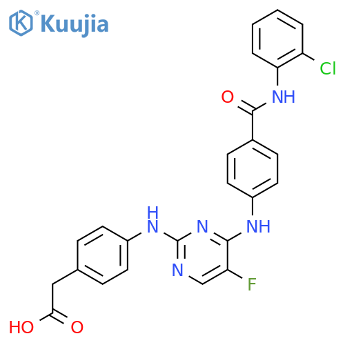 2-(4-(4-(4-(2-Chlorophenylcarbamoyl)phenylamino)-5-fluoropyrimidin-2-ylamino)phenyl)acetic acid structure