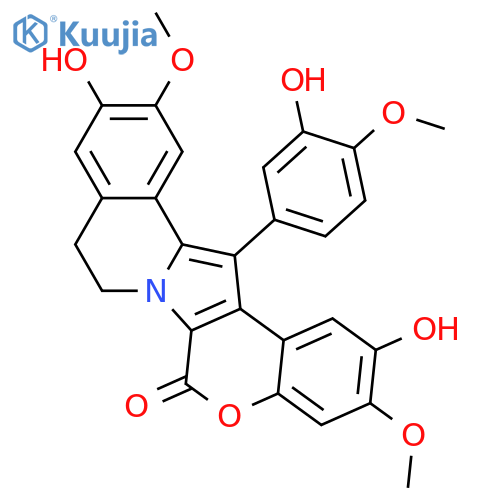 6H-[1]Benzopyrano[4',3':4,5]pyrrolo[2,1-a]isoquinolin-6-one,8,9-dihydro-2,11-dihydroxy-14-(3-hydroxy-4-methoxyphenyl)-3,12-dimethoxy- structure