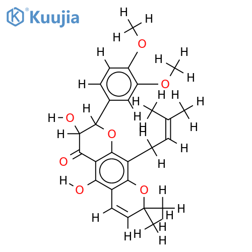 3,5-dihydroxy-3',4'-dimethoxy-6'',6''-dimethylpyrano(2'',3'':7,6)-8-(3''',3'''-dimethylallyl)flavanone structure