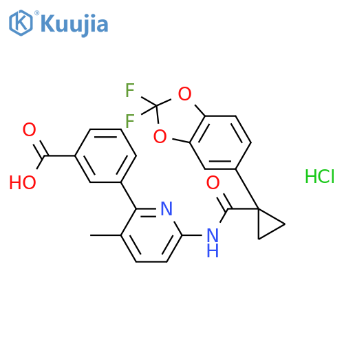 3-(6-(1-(2,2-Difluorobenzo[d][1,3]dioxol-5-yl)cyclopropanecarboxamido)-3-methylpyridin-2-yl)benzoic acid hydrochloride structure