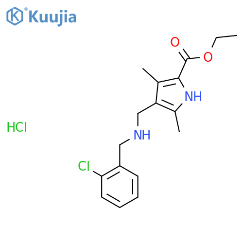 ethyl 4-{[(2-chlorobenzyl)amino]methyl}-3,5-dimethyl-1H-pyrrole-2-carboxylate hydrochloride structure
