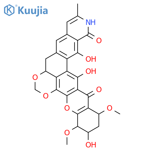 1H-Xantheno[4',3',2':4,5][1,3]benzodioxino[7,6-g]isoquinoline-14,17(2H,9H)-dione,3,4,8a,13-tetrahydro-3,15,16-trihydroxy-1,4-dimethoxy-12-methyl-,(1S,3R,4S,8aR)- (9CI) structure