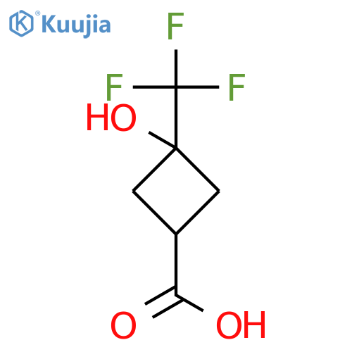 3-hydroxy-3-(trifluoromethyl)cyclobutane-1-carboxylic acid structure