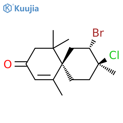 Spiro[5.5]undec-1-en-3-one, 8-bromo-9-chloro-1,5,5,9-tetramethyl-, (6R,8S,9S)-rel- structure