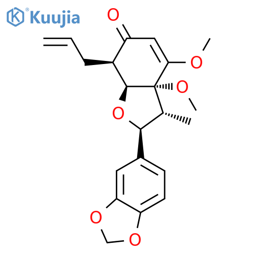 6(2H)-Benzofuranone,2-(1,3-benzodioxol-5-yl)-3,3a,7,7a-tetrahydro-3a,4-dimethoxy-3-methyl-7-(2-propen-1-yl)-,(2S,3R,3aR,7R,7aS)- structure
