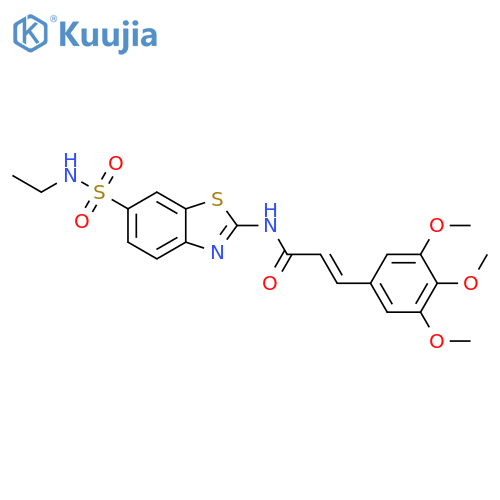(2E)-N-6-(ethylsulfamoyl)-1,3-benzothiazol-2-yl-3-(3,4,5-trimethoxyphenyl)prop-2-enamide structure