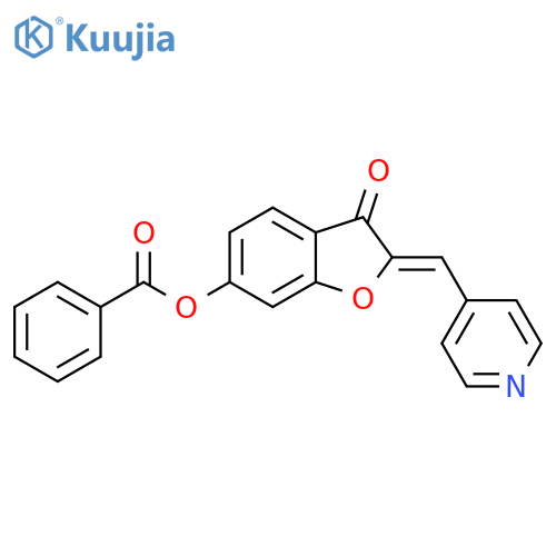 (2Z)-3-oxo-2-[(pyridin-4-yl)methylidene]-2,3-dihydro-1-benzofuran-6-yl benzoate structure