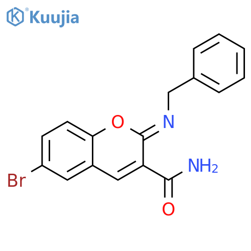 (2Z)-2-(benzylimino)-6-bromo-2H-chromene-3-carboxamide structure