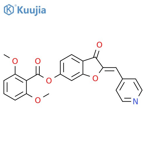 (2Z)-3-oxo-2-[(pyridin-4-yl)methylidene]-2,3-dihydro-1-benzofuran-6-yl 2,6-dimethoxybenzoate structure