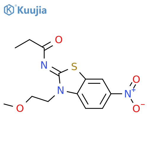 N-(2Z)-3-(2-methoxyethyl)-6-nitro-2,3-dihydro-1,3-benzothiazol-2-ylidenepropanamide structure