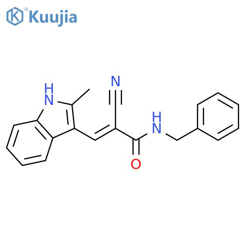 N-benzyl-2-cyano-3-(2-methyl-1H-indol-3-yl)prop-2-enamide structure