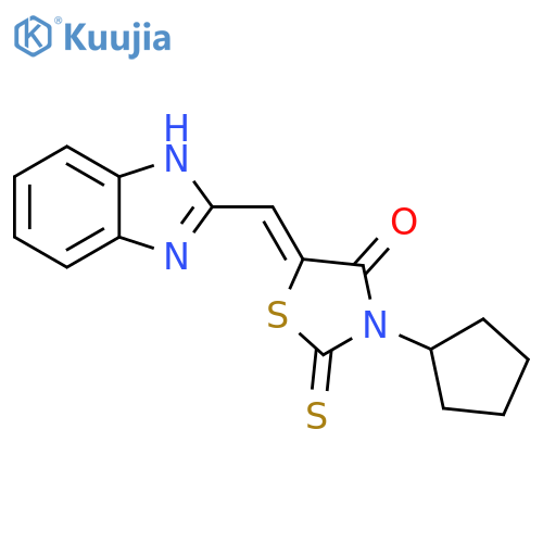 (5Z)-5-[(1H-1,3-benzodiazol-2-yl)methylidene]-3-cyclopentyl-2-sulfanylidene-1,3-thiazolidin-4-one structure