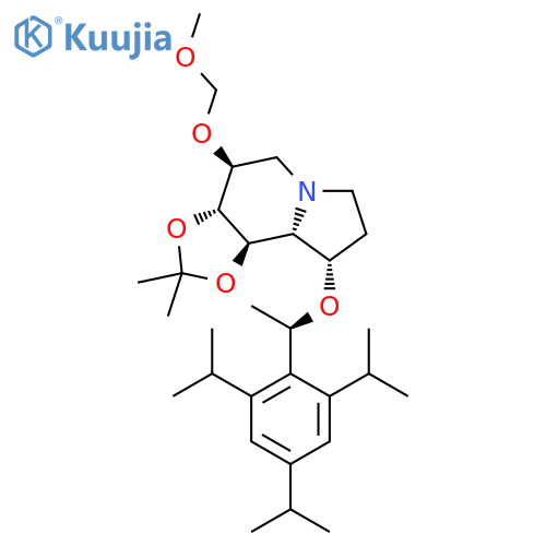 acetonide of (1S,6S,7S,8R,8aS)-6-(methoxymethoxy)-1-((R)-1-(2,4,6-triisopropylphenyl)ethoxy)octahydroindolizine-7,8-diol structure
