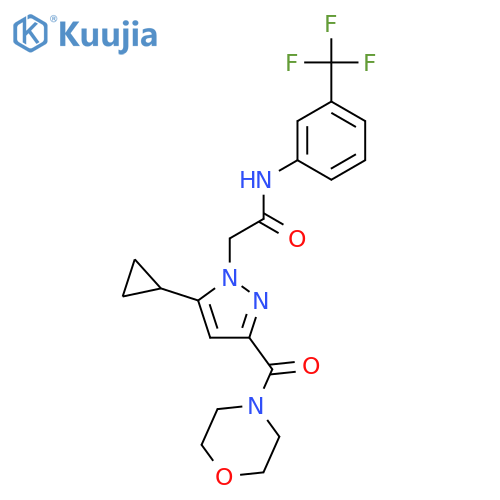 2-5-cyclopropyl-3-(morpholine-4-carbonyl)-1H-pyrazol-1-yl-N-3-(trifluoromethyl)phenylacetamide structure