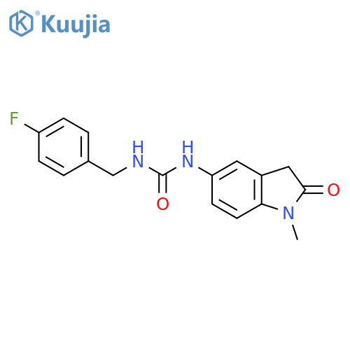 1-(4-fluorophenyl)methyl-3-(1-methyl-2-oxo-2,3-dihydro-1H-indol-5-yl)urea structure