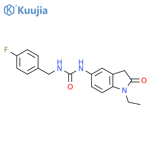 3-(1-ethyl-2-oxo-2,3-dihydro-1H-indol-5-yl)-1-(4-fluorophenyl)methylurea structure