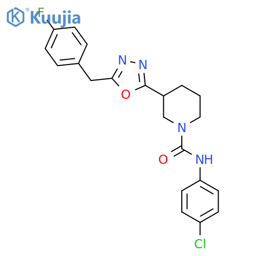 N-(4-chlorophenyl)-3-{5-(4-fluorophenyl)methyl-1,3,4-oxadiazol-2-yl}piperidine-1-carboxamide structure