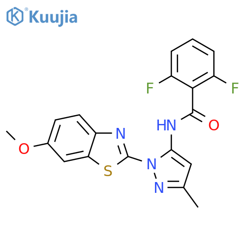 2,6-difluoro-N-1-(6-methoxy-1,3-benzothiazol-2-yl)-3-methyl-1H-pyrazol-5-ylbenzamide structure