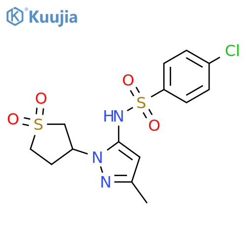 4-chloro-N-1-(1,1-dioxo-1lambda6-thiolan-3-yl)-3-methyl-1H-pyrazol-5-ylbenzene-1-sulfonamide structure