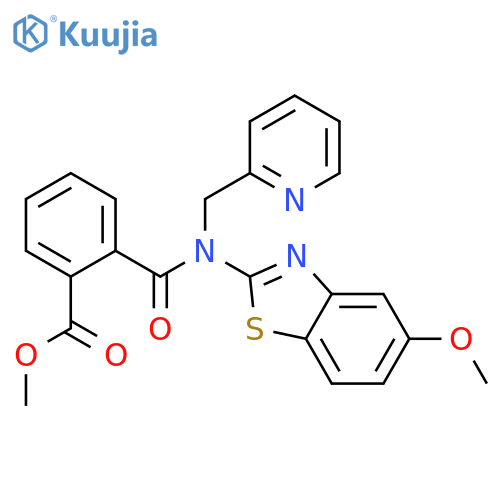 methyl 2-[(5-methoxy-1,3-benzothiazol-2-yl)[(pyridin-2-yl)methyl]carbamoyl]benzoate structure