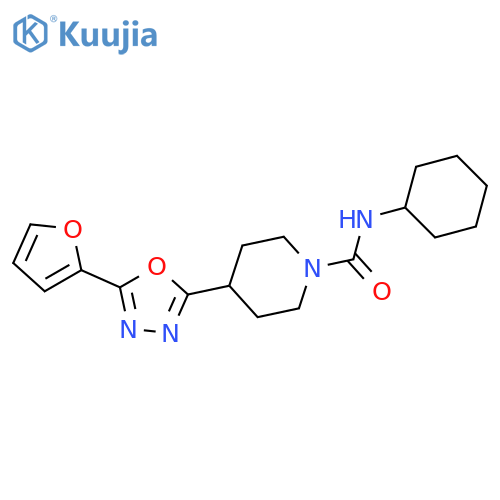 N-cyclohexyl-4-5-(furan-2-yl)-1,3,4-oxadiazol-2-ylpiperidine-1-carboxamide structure
