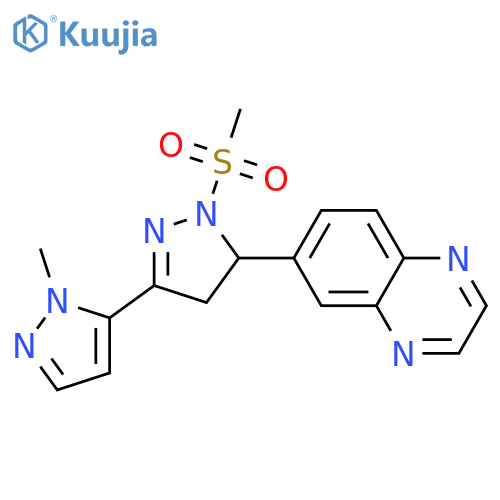 1-methanesulfonyl-2'-methyl-5-(quinoxalin-6-yl)-4,5-dihydro-1H,2'H-3,3'-bipyrazole structure