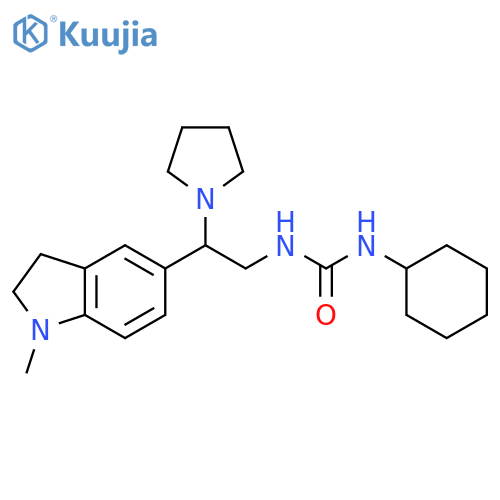 1-cyclohexyl-3-2-(1-methyl-2,3-dihydro-1H-indol-5-yl)-2-(pyrrolidin-1-yl)ethylurea structure