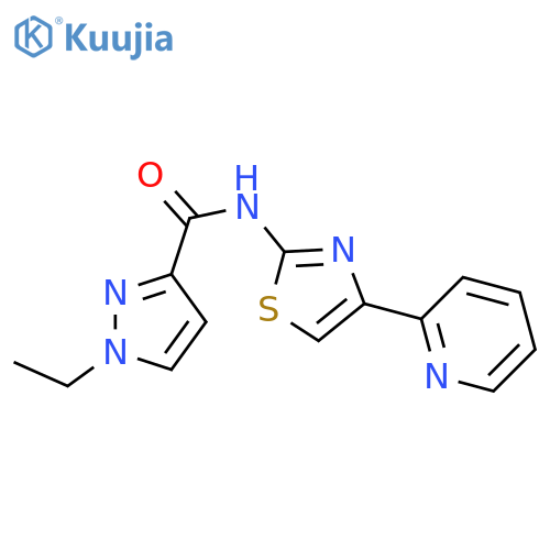 1-ethyl-N-[4-(pyridin-2-yl)-1,3-thiazol-2-yl]-1H-pyrazole-3-carboxamide structure