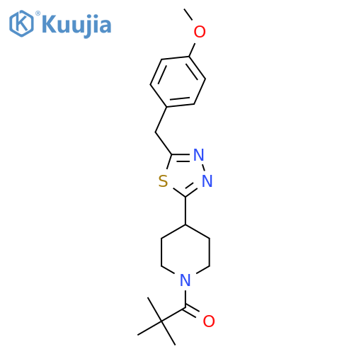 1-(4-{5-(4-methoxyphenyl)methyl-1,3,4-thiadiazol-2-yl}piperidin-1-yl)-2,2-dimethylpropan-1-one structure