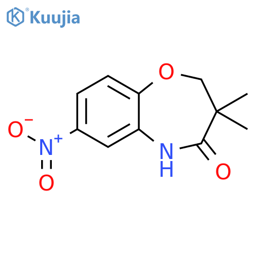 3,3-dimethyl-7-nitro-2,3,4,5-tetrahydro-1,5-benzoxazepin-4-one structure