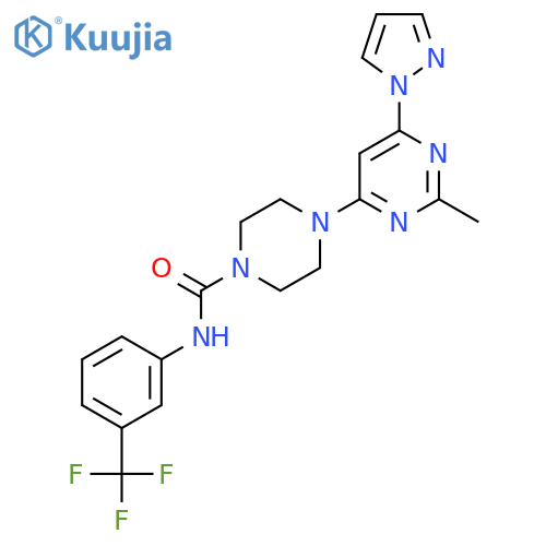 4-2-methyl-6-(1H-pyrazol-1-yl)pyrimidin-4-yl-N-3-(trifluoromethyl)phenylpiperazine-1-carboxamide structure