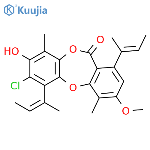 11H-Dibenzo[b,e][1,4]dioxepin-11-one,7-chloro-8-hydroxy-3-methoxy-4,9-dimethyl-1,6-bis(1-methyl-1-propenyl)- (9CI) structure