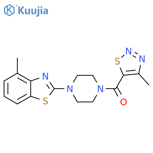 4-methyl-2-[4-(4-methyl-1,2,3-thiadiazole-5-carbonyl)piperazin-1-yl]-1,3-benzothiazole structure