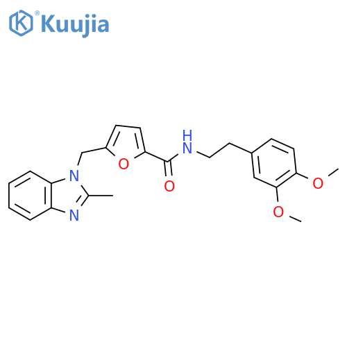 N-2-(3,4-dimethoxyphenyl)ethyl-5-(2-methyl-1H-1,3-benzodiazol-1-yl)methylfuran-2-carboxamide structure