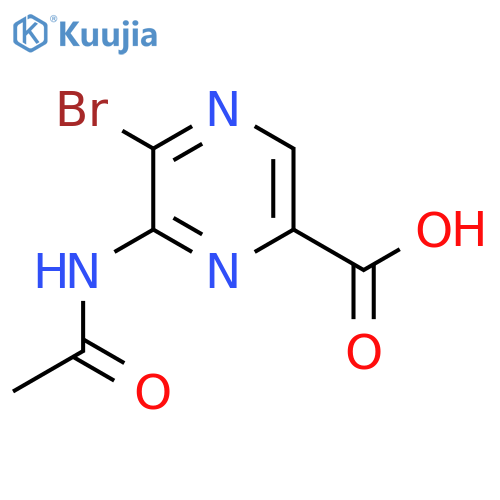 5-Bromo-6-acetamidopyrazine-2-carboxylic acid structure