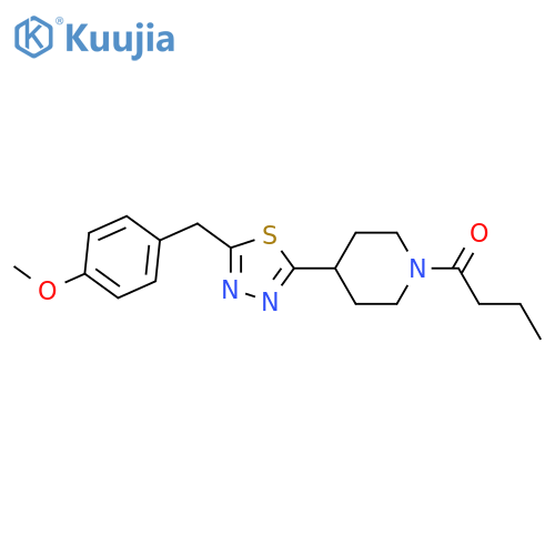 1-(4-{5-(4-methoxyphenyl)methyl-1,3,4-thiadiazol-2-yl}piperidin-1-yl)butan-1-one structure
