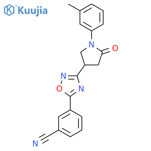 3-{3-1-(3-methylphenyl)-5-oxopyrrolidin-3-yl-1,2,4-oxadiazol-5-yl}benzonitrile structure
