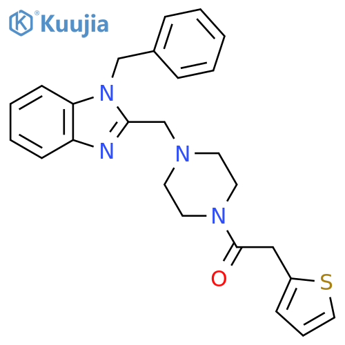 1-{4-(1-benzyl-1H-1,3-benzodiazol-2-yl)methylpiperazin-1-yl}-2-(thiophen-2-yl)ethan-1-one structure
