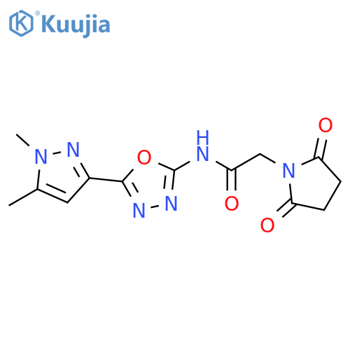 N-5-(1,5-dimethyl-1H-pyrazol-3-yl)-1,3,4-oxadiazol-2-yl-2-(2,5-dioxopyrrolidin-1-yl)acetamide structure