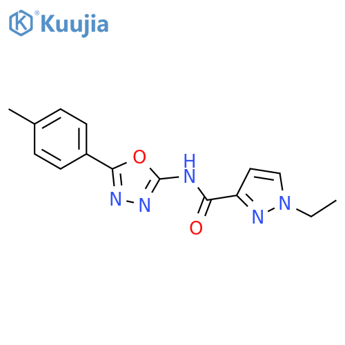 1-ethyl-N-5-(4-methylphenyl)-1,3,4-oxadiazol-2-yl-1H-pyrazole-3-carboxamide structure