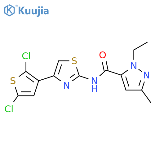 N-4-(2,5-dichlorothiophen-3-yl)-1,3-thiazol-2-yl-1-ethyl-3-methyl-1H-pyrazole-5-carboxamide structure