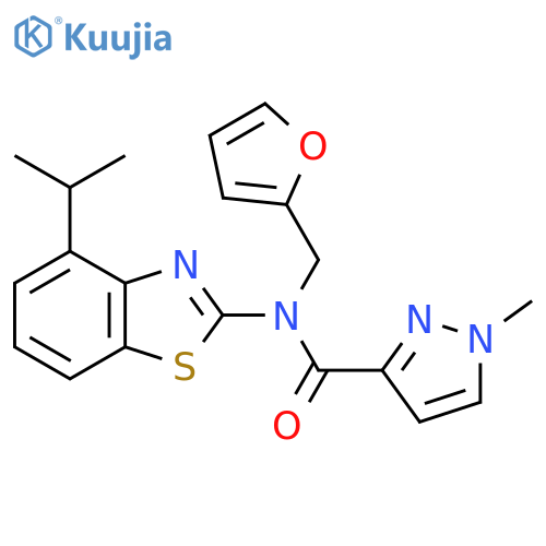 N-(furan-2-yl)methyl-1-methyl-N-4-(propan-2-yl)-1,3-benzothiazol-2-yl-1H-pyrazole-3-carboxamide structure